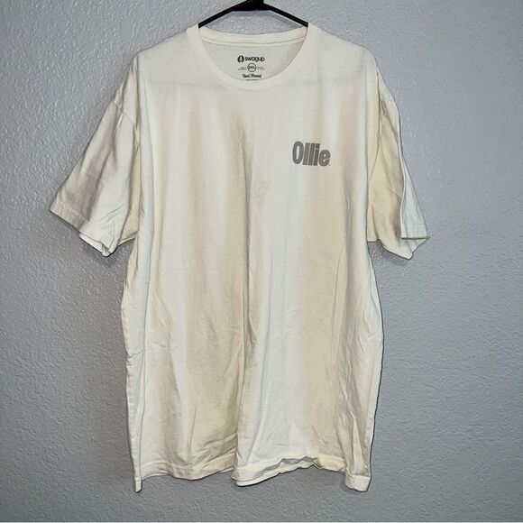 Swagup Womens Real Thread Crew Neck Short Sleeve Regular Fit T-Shirt Cream 2XL - Picture 9 of 9